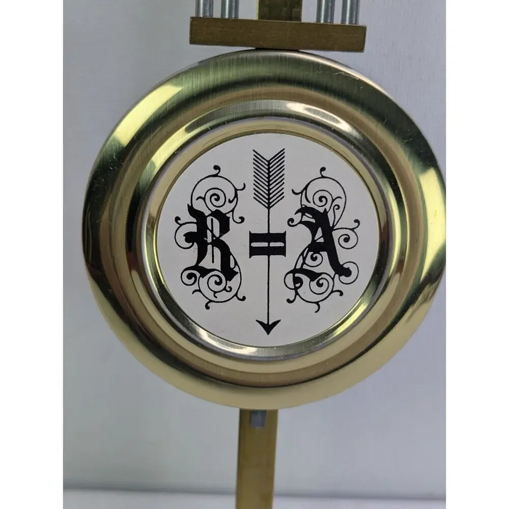 Vintage Clock Pendulum Replacement Brass Tone BA Arrow Medallion 8.5